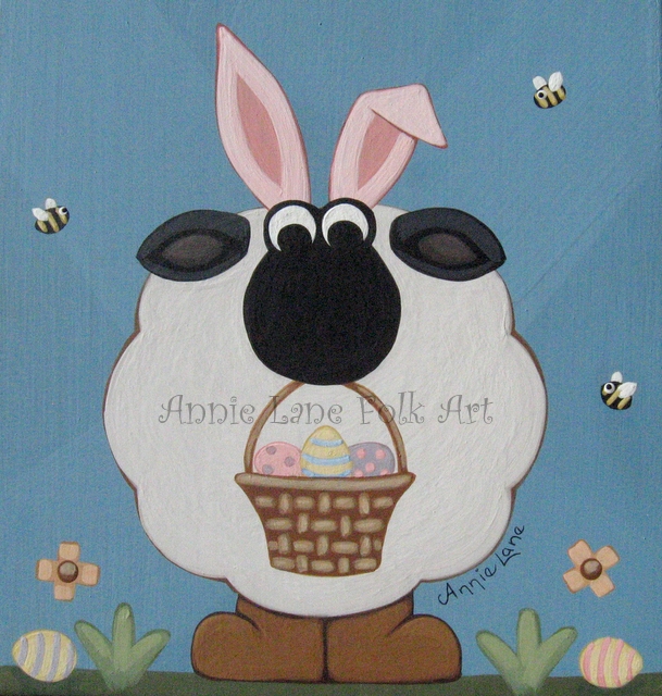 Identity Theft - Whimsical Easter Sheep Animal Art Painting
